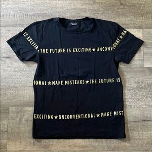 Zara Black Tee with Gold Accents